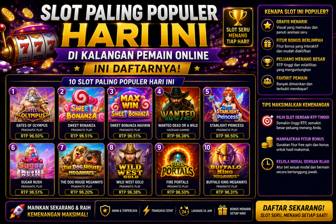 Slot Paling Populer Hari Ini di Kalangan Pemain Online, Ini Daftarnya